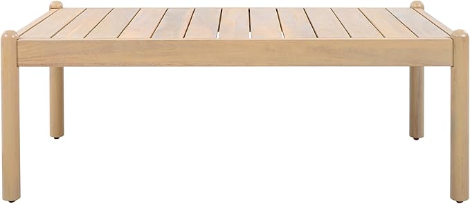 Christopher Knight Home Lenor Patio Acacia Wood Coffee Table, Solid Wood Outdoor Table for Patio Furniture Set, Slat Panel Rectangular Top, Light Teak