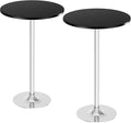 Flamaker Round Bistro Pub Table Modern Style Metal Base MDF Top Cocktail Bar Table Counter Bar Height for Pub, Dining Room, Party (2, Black-Silver)