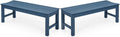Stoog Outdoor Benches Set of 2, 2-Person Patio Dining Bench, Waterproof HIPS Backless Outdoor Bench, Never Rot or Fade, Blue