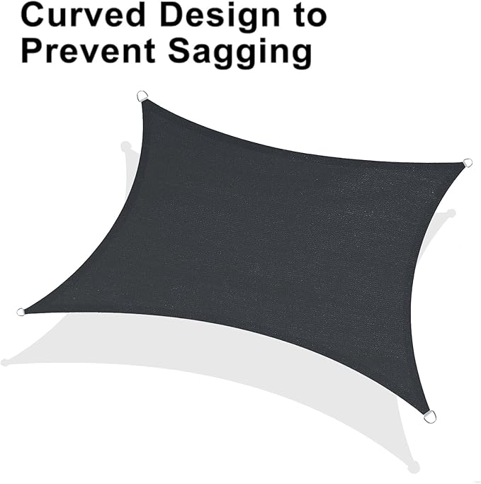 LOVE STORY 6.5' x 10' Rectangle Sun Shade Sail Sunshade Sail UV Block for Patio Garden, Graphite Grey