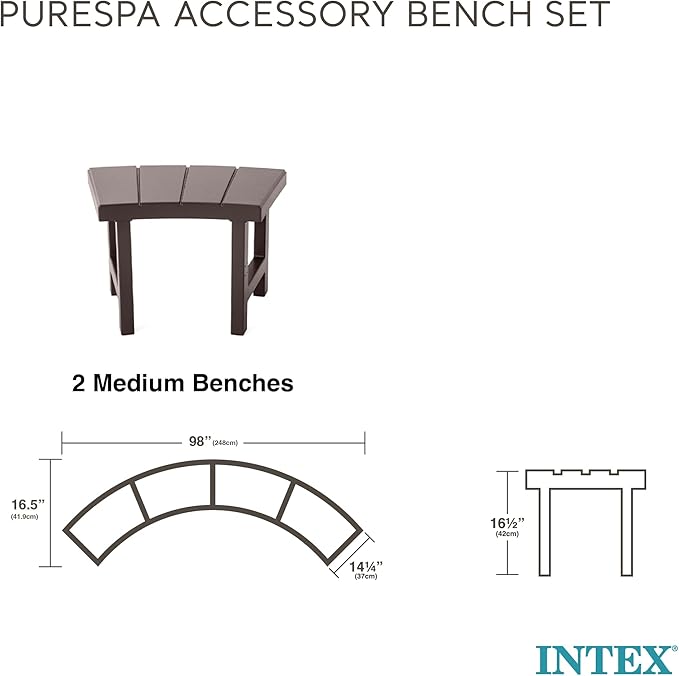 Intex 28514E 2 Medium PureSpa Accessories Benches, Compatible w/ 4 Person Spas, Combines to Create A Larger Bench, Flat Storage, 350 Pound Capacity