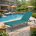 Kozyard Outdoor Foldable Lounge Chair, Aluminum Frame Patio Lounger with 5-Position Adjustable Backrest, Breathable Textilene Fabric, Assemble-Free, Reclining Full-Flat Poolside(MintGreen, Notable)