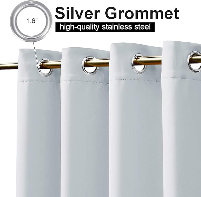 NICETOWN 2 Panels Outdoor Curtains with Rustproof Grommet on top and Bottom for Patio Waterproof, Windproof Privacy Outdoor Living Dividers for Valley/Cabana, W52 x L84, Greyish White