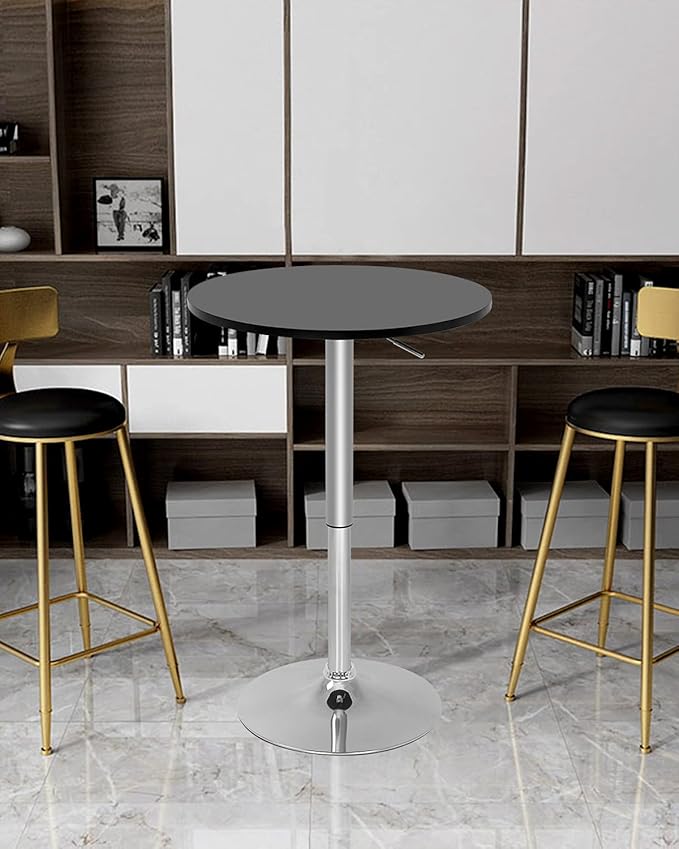 Modern Bar Table Height Adjustable Kitchen Dining Table Round Pub Table Counter Table Bar Top Table Tall Table Hydraulic Dining Room Home Kitchen Table