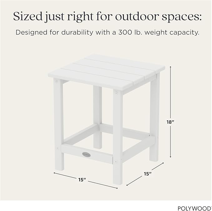 POLYWOOD Long Island 18" Side Table, White