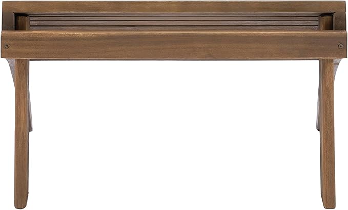 Linon Home Dcor Linon Adirondack Woodstock Ottoman, Teak Stain, Acorn, 21.6"W x 21.06"D x 13.7"H