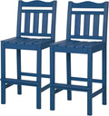 nalone Outdoor Bar Stools Set of 2, HDPE Tall Adirondack Chairs Bar Chairs, Weather Resistance Bar Height Chair for Balcony, Garden, Yard, Backyard (Navy Blue, Bar Chairs Set of 2)
