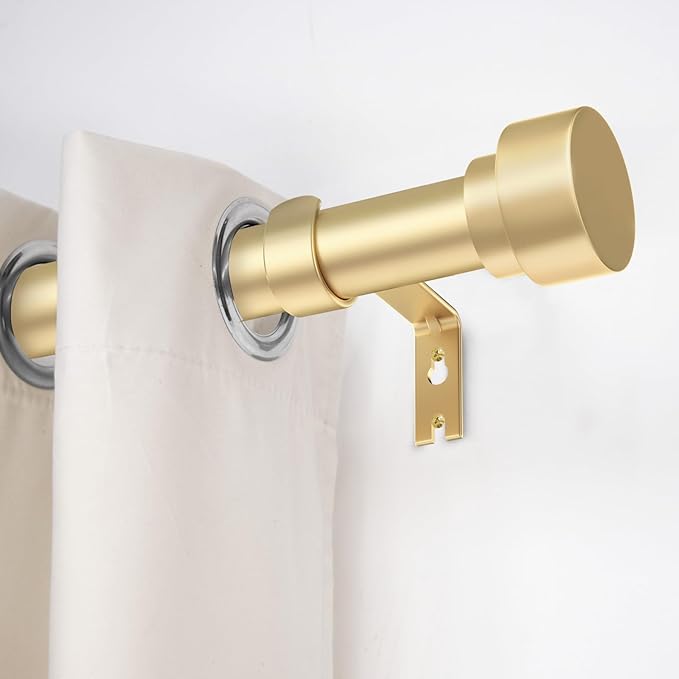 Curtain Rods for Windows 72 to 144, 1 Inch Adjustable Gold Heavy Duty Long Window Curtain Rod with End Caps, Modern Style Indoor Outdoor Drapery Rods for Patio Bedroom, Size 32" - 150"