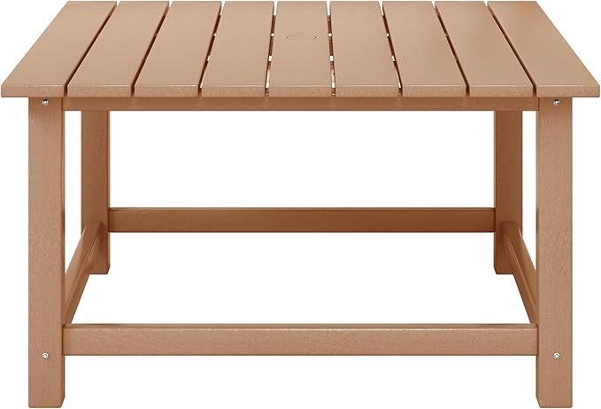 WestinTrends Malibu Low Outdoor HDPE Square Patio Coffee Table, Teak