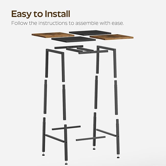 Bar Table, Kitchen Dining Table, Bar Counter Height Table, Pub Color Matching Breakfast Table, for Dining Room, Tavern, Coffee Corner, Party, Rustic Brown and Black BT02BR