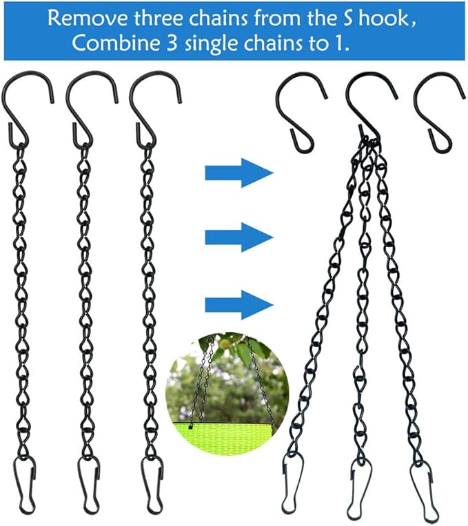 YINGFENG 6 Pack 19.7Inches Black Hanging Chains, Garden Plant Hangers, for Bird Feeders, Billboards, Chalkboards, Planters, Lanterns, Wind Chimes and Decorative Ornaments