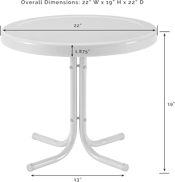 Crosley Furniture Griffith Weather Resistant Retro Metal Outdoor Side Table for Patio, Deck, Porch, Pink
