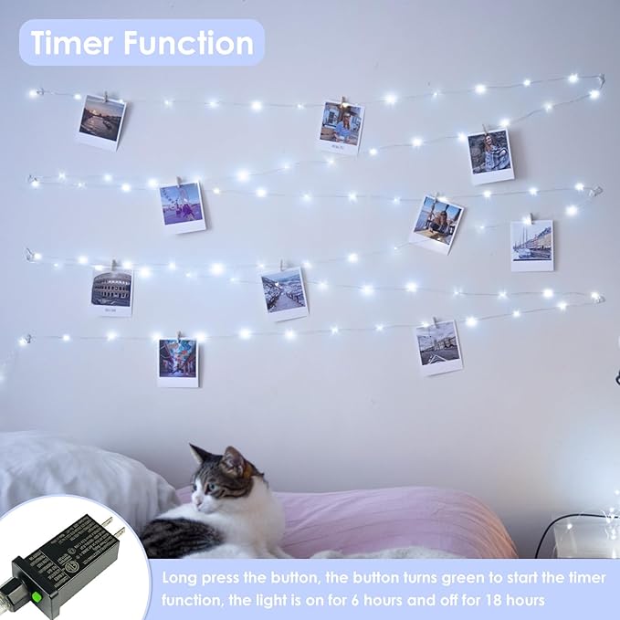 66Ft 200LED Fairy Lights Plug in with Remote, Waterproof String Lights Outdoor & Indoor 8 Modes with Timer, LED Twinkle Lights for Girl's Room Garden Patio Halloween Christmas Decorations (Cool White)