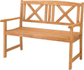 Outvita Wooden Garden Bench, Outdoor Wood Patio Bench, Rustic 2-Person Loveseat Chair w/Armrest for Porch Poolside Park Backyard Balcony, Capacity 605Lbs, X Backrest