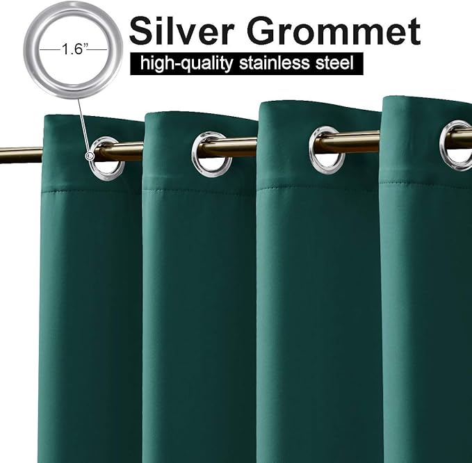 NICETOWN Outdoor Patio Curtain Extra Long Drape 108" L Waterproof/Windproof, Top and Bottom Stainless Steel Grommets Keep Warm in Winter, Privacy Protect for Yard/Porch, 52" W, 1 Panel, Hunter Green