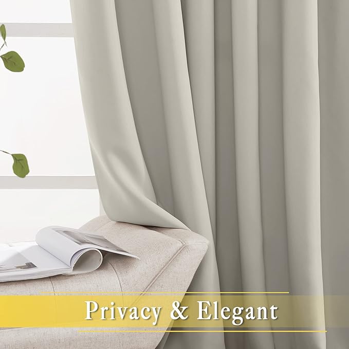 NICETOWN Blackout Curtains for Sliding Glass Door Room Divider Noise Reduce Curtain Panel Portable Window Screen Sliding Partition, W100 x L102 inches, 1 Panel, Natural