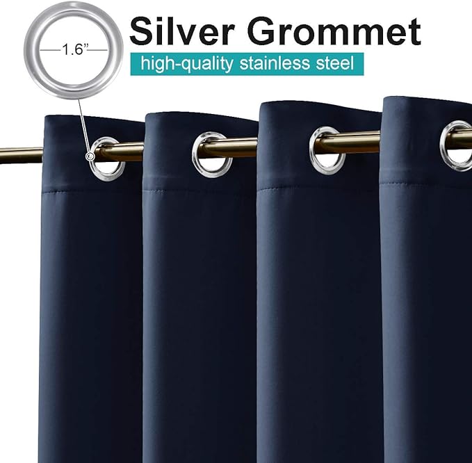 NICETOWN Indoor Blackout Outdoor Curtain for Patio Waterproof, Living Room Thermal Insulated Durable Outside Vertical Blinds for Yard Party/Picnic/Bathroom, 1 Panel, Navy Blue, W52 x L95