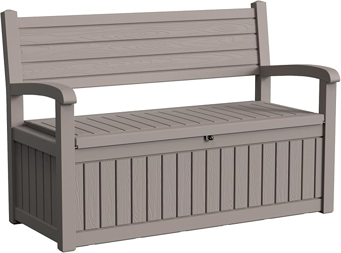 DRATO 75 Gallon Storage Bench Deck Box Outdoor Indoor,Lockable Durable All-Weather Seating with Hidden Storage,Deck Storage for Garden, Pool, Patio