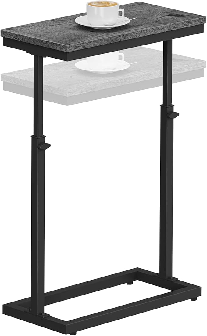 TUTOTAK End Table, Side Table, Tall Couch Table, Sofa Table, Living Room, Bedroom, Grey TB01BY083