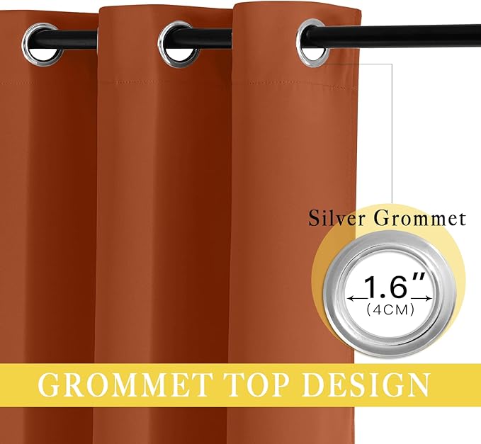 NICETOWN Door Curtain for Closet Doors 80 Inches Long 1 Panel, Blackout Doorway Curtain for Open Closet Bedroom, Room Divider Living Room for Privacy (Burnt Orange, 1 Panel, 46W x 80L)