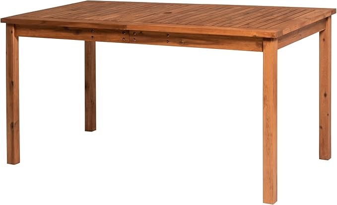Walker Edison Dominica Contemporary Slatted Outdoor Dining Table, 34 Inch, Brown