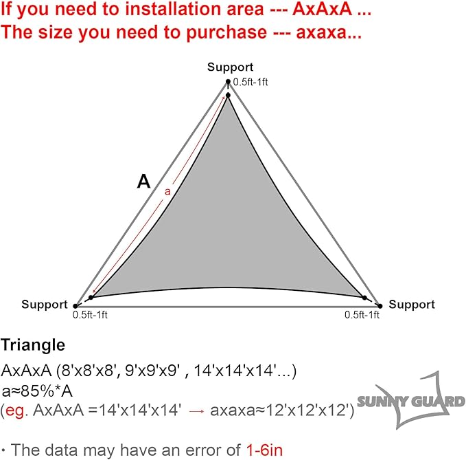 SUNNY GUARD Waterproof Sun Shade Sail 12' x 12' x 12' Sky Blue Triangle UV Block Sunshade for Backyard Yard Deck Patio Garden Outdoor Activities and Facility(We Make Custom Size)