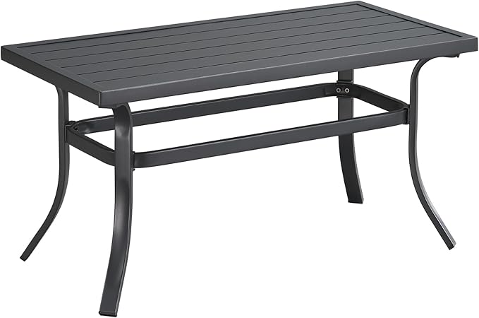 ONBRILL Small Metal Outdoor Coffee Side Table, Steel Coffee Tables for Patio, Outside, Garden, Balcony, Backyard and Living Room, Rectangle, Grey
