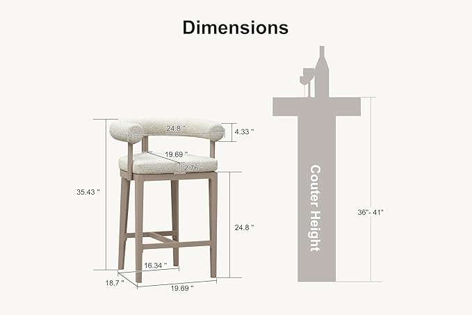 PURPLE LEAF Counter Height Bar Stools Set of 4 Patio Modern Olefin Upholstered Barstools with Back and Armrest Outdoor Bar Chairs for Garden Kitchen Island Backyard