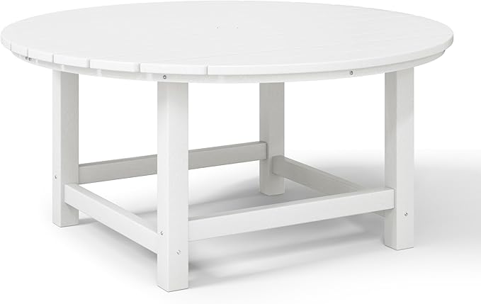 WestinTrends Malibu Low Outdoor HDPE Round Patio Coffee Table, White