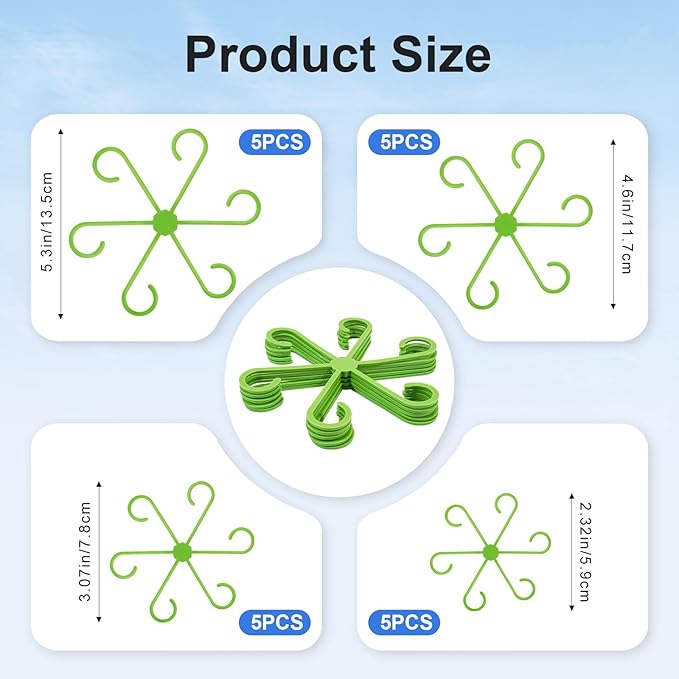 20pcs Plant Stem Support, Unique Design Stem Supports for Indoor Plants, Monstera Plant Support for Thriving Growth, Four Different Size Combinations Indoor Plants Accessories (Green)