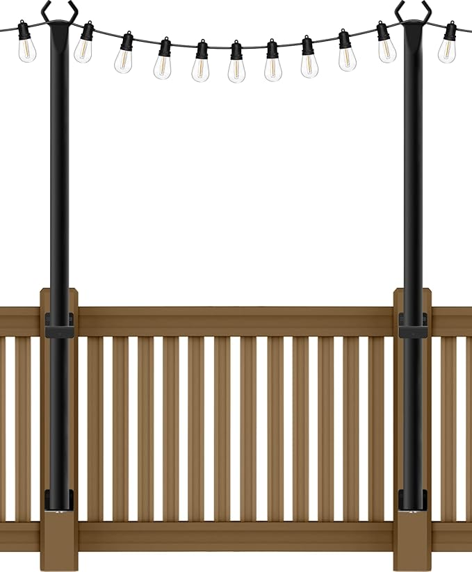 AILBTON 2 Pack 5Ft String Light Poles,Light Poles for Outside String Lights,Outdoor Light Poles with Fork,Metal Pole Stand for Patio,Backyard,Deck
