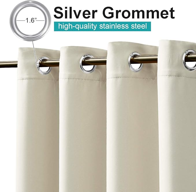 NICETOWN Patio Privacy Screen 72 inch Long, Outdoor Waterproof Curtain, All Weather Outside Thermal Insulated Shades for Gazebo, Balcony, Garden, Deck, W52 x L72 inches, Beige, 1 Panel
