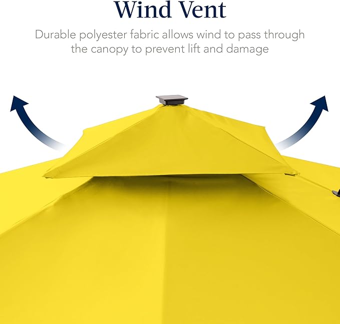 Best Choice Products 12x12ft LED Cantilever Patio Umbrella w/Base Included & 360° Rotation, Large Solar Offset Hanging Outdoor Sun Shade for Deck, Backyard Table w/Stand & Lights – Yellow