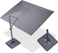 PURPLE LEAF 9' X 11.5' Rectangle Cantilever Umbrella with Base Outdoor Large Aluminum Patio Umbrella with 3-Year Fade Resistance Recycled Fabric and 360-degree Rotation for Deck Garden, Graphite Grey