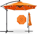 Best Choice Products 10ft Solar LED Offset Cantilever Hanging Market Patio Umbrella, 8 Sturdy Ribs, Easy Adjustment - Orange