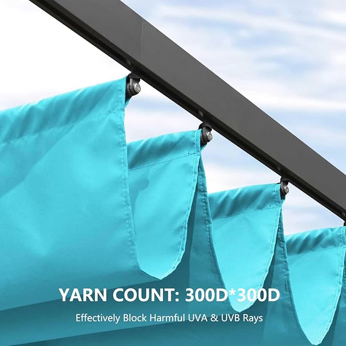 Pergola Shade Cover Replacement Canopy Top Compatible with 10 X 10 ft 6-Bar Pergola Frames - Turquoise Blue (Canopy Size 116" W x 95" L, Canopy Top Only)