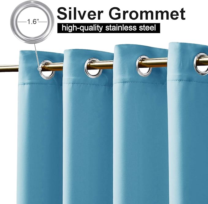 NICETOWN Windproof Outdoor Curtain for Patio, Waterproof Insulated Top and Bottom Rustproof Grommets Heavy Weight Sunlight Block Outdoor Patio Drape, 1 Panel, 52 x 95 inches, Teal Blue