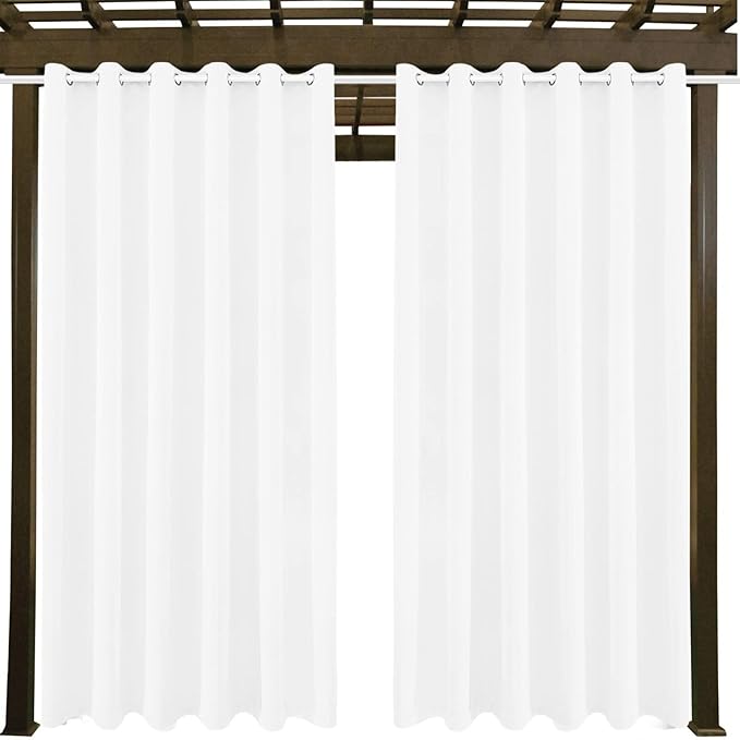 Water Proof Outside Curtains with Grommet Top for Porch, W84 x L95 Thermal Insulated Washable Light Block Outdoor Divider Drapes for Patio Gazebo Deck Pool Area Pergola Cabana (2 Panels)