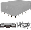 Easy-Going Rectangle Patio Furniture Cover Waterproof Outdoor Dining Table and Chair Cover Anti-UV Outside Sectional Sofa Set Covers (111"L x 74"W x 28"H, Grey)