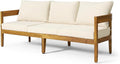 Brooklyn Outdoor 3 Seater Sofa with Cushions - Acacia Wood - Teak/Beige