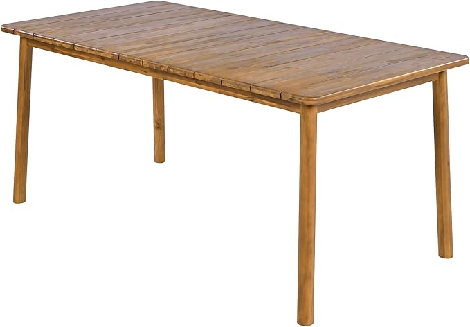 Christopher Knight Home Kclent Patio Acacia Wood Dining Set for 6 People, Outdoor Dinner Table & Chairs with Hollow Armrest, Removable Cushions, 7 Piece Patio Set for Backyard Deck, Teak+ Beige
