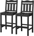 nalone Outdoor Bar Stools Set of 2, HDPE 44 Inch Tall Adirondack Chairs Bar Chairs, Weather Resistance Bar Height Chair for Balcony, Garden, Yard, Backyard (Black, Bar Chairs Set of 2)