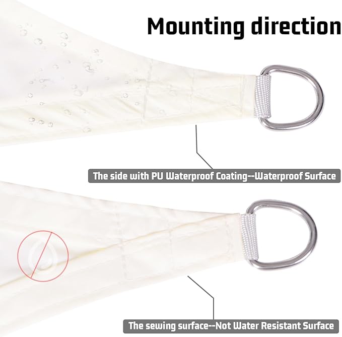 LOVE STORY Right Triangle 8'x9'x12' Waterproof Sun Shade Sail Canopy UV Block for Outdoor Patio Backyard Carport,Cream(We Make Custom Size)