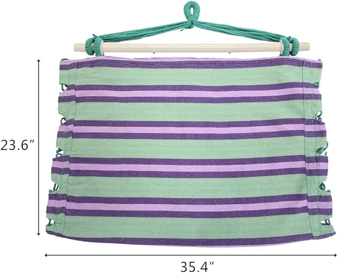 ONCLOUD Hammock Chair Hanging Rope Swing, Load Capacity 550 LBS Macrame Hammock Swing Seat with Two Cushions, Hammock Seat with Portable Steel Spreader Bar for Indoor/Outdoor, Purple Green Stripe