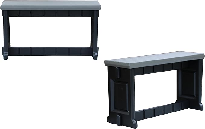 Bench, Deep Grey Top with Black Sides, 2 Pack - Proudly Made in The USA, Click and Lock Hardware-Free Assembly, Durable and Stylish Outdoor Seating