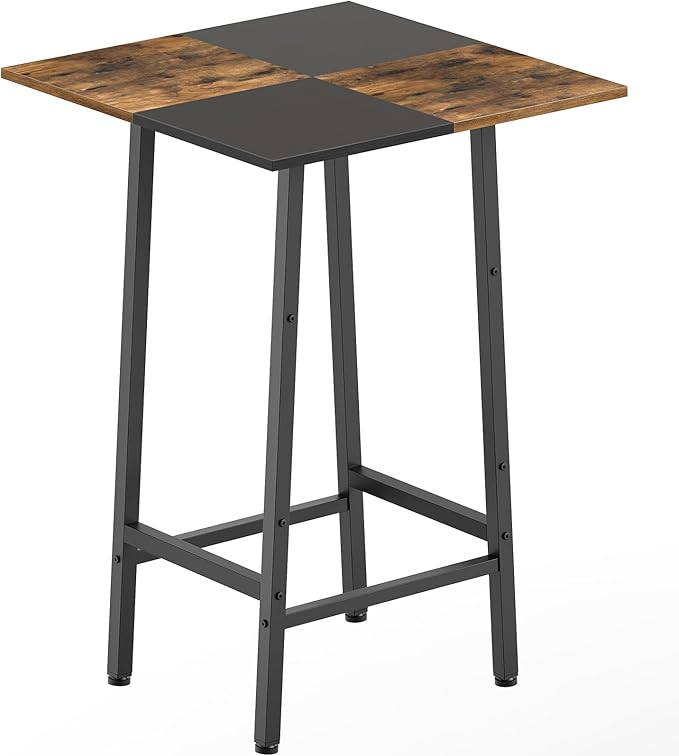 Bar Table, Kitchen Dining Table, Bar Counter Height Table, Pub Color Matching Breakfast Table, for Dining Room, Tavern, Coffee Corner, Party, Rustic Brown and Black BT02BR