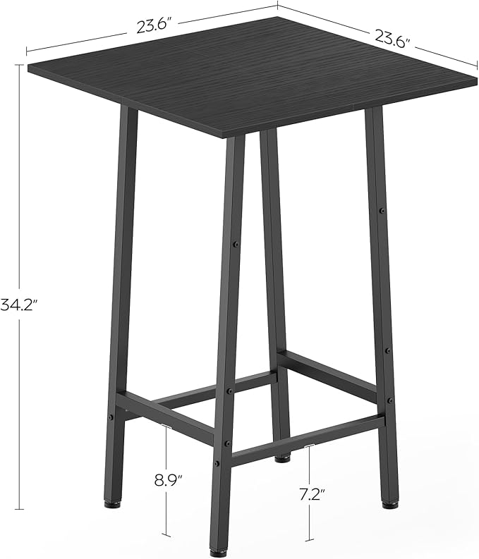 Bar Table, Kitchen Dining Table, Bar Counter Height Table, Pub Color Matching Breakfast Table, for Dining Room, Tavern, Coffee Corner, Party, Black BT02BB