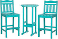 nalone Outdoor Adirondack Chairs and Table Set - HDPE 3 Piece Garden Set with Bar Stools (Aruba)