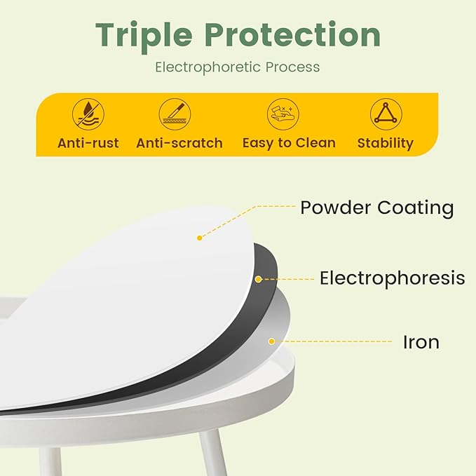 danpinera Outdoor Side Tables, Weather Resistant Steel Patio Side Table, Small Round Outdoor End Table Metal Side Table for Patio Yard Balcony Garden Bedside White