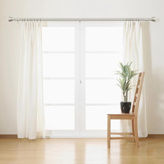 Curtain Rods for Windows 32 to 170, 1 Inch Adjustable Heavy Duty Long Window Outdoor Curtain Rod for Patio, Drapery Rods with Simple End Caps, Size 32"-170", Brushed Nickel